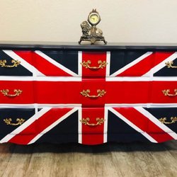 Restored by Cindy - Beautiful 1960's Kent Coffey French Provincial hand painted Union Jack