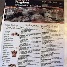 Dinner menu Dinner menu