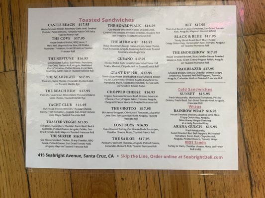 Menu photo 5 Seabright Deli Santa Cruz, CA