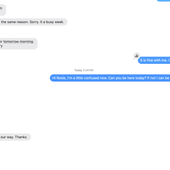 Rosie’s Cleaning Restore Services - Text conversation between Rosie's Cleaning Service and a customer - Home Cleaning Near Me Rosie’s Cleaning Restore Services - Text conversation between Rosie's Cleaning Service and a customer - Home Cleaning Near Me