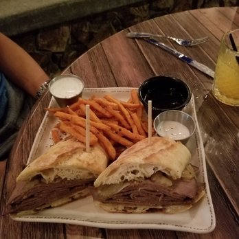 Oakside - French dip sandwich with sweet potato fries - Seafood Near Me - Big Bear Lake, California