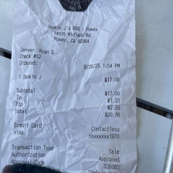 Smokin J's BBQ - What I paid for the sandwich - Caterers Near Me - Poway, California Smokin J's BBQ - What I paid for the sandwich - Caterers Near Me - Poway, California