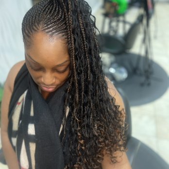 Sara Blessing Salon - Braiding up into ponytail's curly - Hair Salons Near Me - Mount Vernon, New York Sara Blessing Salon - Braiding up into ponytail's curly - Hair Salons Near Me - Mount Vernon, New York