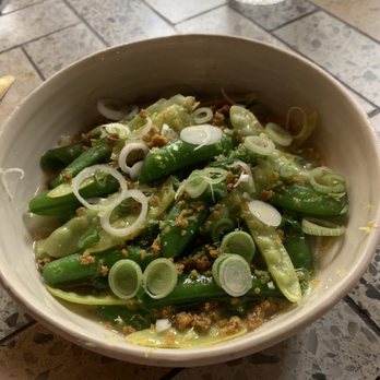 Theodore Rex - Snap peas with double rich chicken broth and chicken skin - New American Near Me - Houston, Texas Theodore Rex - Snap peas with double rich chicken broth and chicken skin - New American Near Me - Houston, Texas