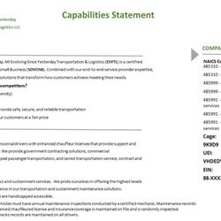 Evolving Since Yesterday Transportation & Logistics - Capabilities statement