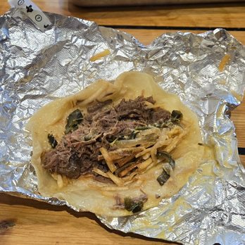 Ladybird Taco - #7 Brisket, Potato, Rajas and Queso. The Brisket has a nice smoky flavor - Coffee & Tea Near Me - Nashville, Tennessee