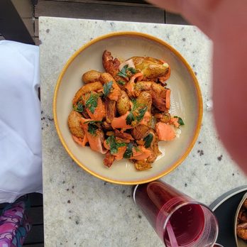 Nido - Smoked Salmon Hash with Immunity Drink - New American Near Me - Austin, Texas Nido - Smoked Salmon Hash with Immunity Drink - New American Near Me - Austin, Texas