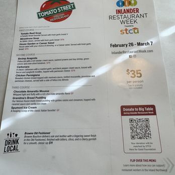 Tomato Street - Special menu - Italian Near Me - Spokane, Washington Tomato Street - Special menu - Italian Near Me - Spokane, Washington