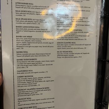 Banbu Sushi Bar & Grill - Roll menu - Sushi Bars Near Me - La Mesa, California