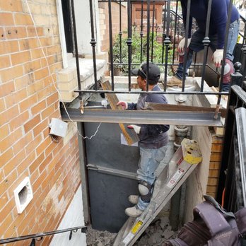Aslam General Construction - Step landing renovation with new iron beams. - Roofing Near Me