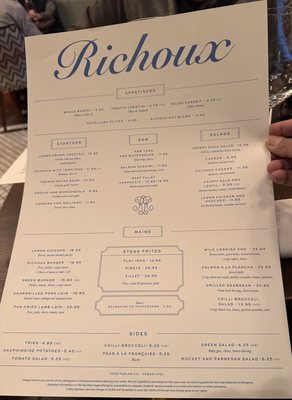 Menu photo 1 Richoux London, XGL