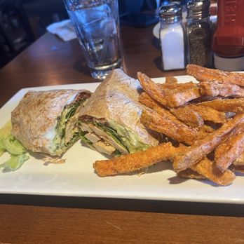 The Millers Tavern - California Club Wrap with sweet potatoes Sweet Potato Fries - New American Near Me - Methuen, Massachusetts The Millers Tavern - California Club Wrap with sweet potatoes Sweet Potato Fries - New American Near Me - Methuen, Massachusetts