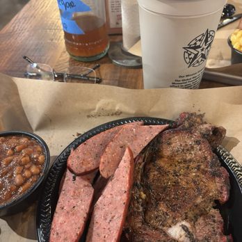 Mission BBQ - Baked beans, sausage & ribeye steak. OMG! - Barbeque Near Me - Henderson, Nevada