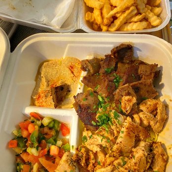 Kababji Grill - Mixed Shawarma and Gyro Plate with side of French Fries - Mediterranean Near Me - Round Rock, Texas