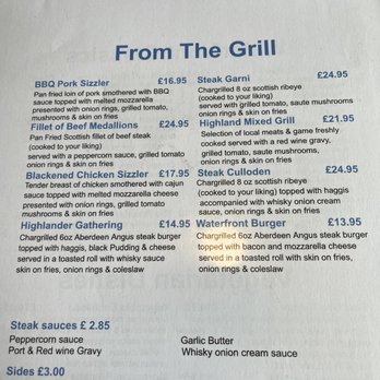Water Front - Menu 2022 - Pubs Near Me - Inverness, HLD