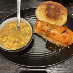 Salmon, Cajun inspired corn.