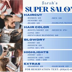 Sarah’s Super Salon - Price List
