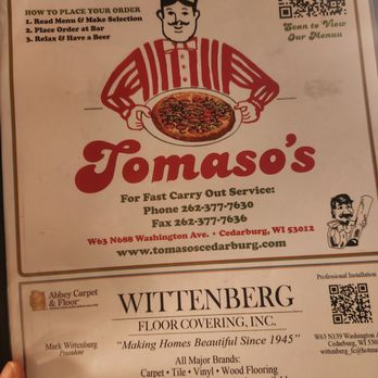 Tomaso's Cedarburg - Menu - Italian Near Me - Cedarburg, Wisconsin