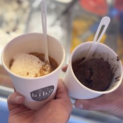 Bibo Coffee & Gelato - Midtown - Salted Caramel Affogato and Salted Dark Chocolate Affogato.