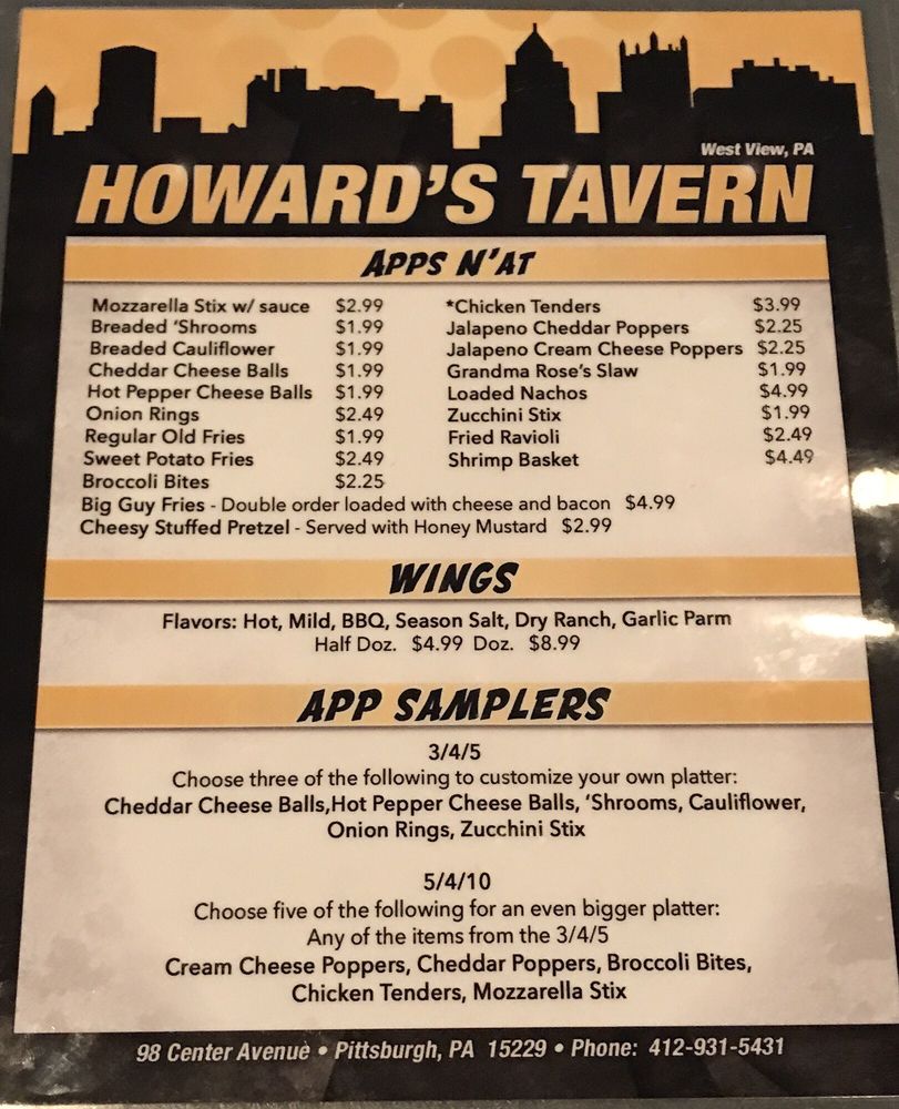 Food from Howard's Tavern