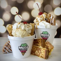 Meg’s Creamery - Choose one of our "Brunchy Sundaes" featuring your choice of French toast or cinnamon roll!
Available for a limited time.