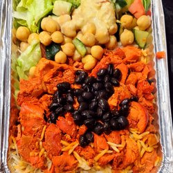 Shah's Halal Food - Chicken over rice with salad, chick peas, and black beans. Everything here is always fresh and delicious.