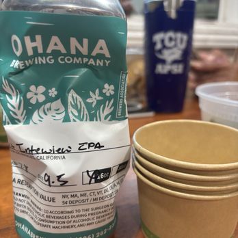 Ohana Brewing - We bought some home and enjoyed with the snack they gave us - Breweries Near Me - Alhambra, California