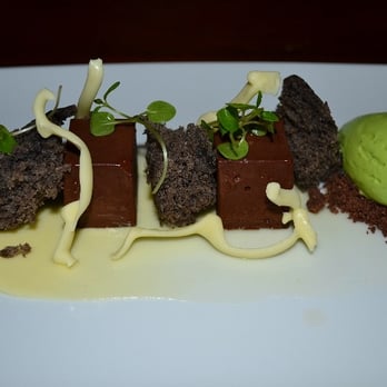 The Raymond 1886 - Chocolate fudge: Black sesame sponge cake, lemon curd, spearmint ice cream - New American Near Me - Pasadena, California The Raymond 1886 - Chocolate fudge: Black sesame sponge cake, lemon curd, spearmint ice cream - New American Near Me - Pasadena, California