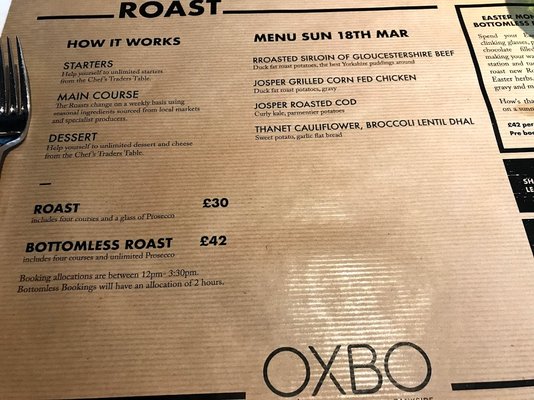 Menu photo 2 Oxbo Bankside London, XGL