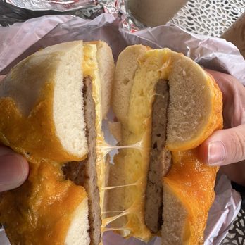 Abby's Bagels & Coffee - Bagel egg sausage cheese - Bagels Near Me - Dallas, Texas