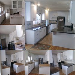 Valley Granite and Cabinets - White Shaker cabinets and Lagos Azul quartz.