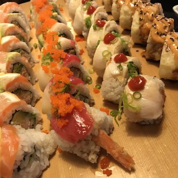 Aloha Sushi - From L-R: salmon lover, tres amigos, geisha, and kamikaze - Japanese Near Me - Azusa, California Aloha Sushi - From L-R: salmon lover, tres amigos, geisha, and kamikaze - Japanese Near Me - Azusa, California