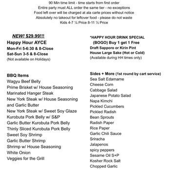 Shinobu Japanese BBQ - Happy Hour Menu - Barbeque Near Me - Westminster, California