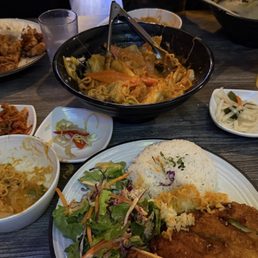 Pork Cheese Katsu / 치즈돈까스 Spicy Rice Cake aka. Tteok-bokki / 떡볶이 Chicken Katsu / 치킨까스  Rice Cake & Dumpling Soup / 떡만두국