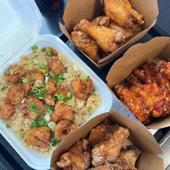 Shlap Muan Chicken Wings - Shrimp fried rice,  Wings - Cambodian dirt, orange habanero, and sweet spicy garlic flavor. - Chicken Wings Near Me - Long Beach, California