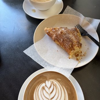 Cafe 98 - Dark mocha, chai latte and apple pastry. - Cafes Near Me - Lake City, Colorado