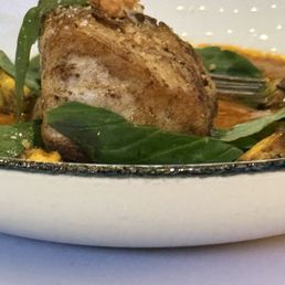 Neah Bay halibut summer squash, tomato basil cream, squash blossom, pecorino crumble Neah Bay halibut summer squash, tomato basil cream, squash blossom, pecorino crumble