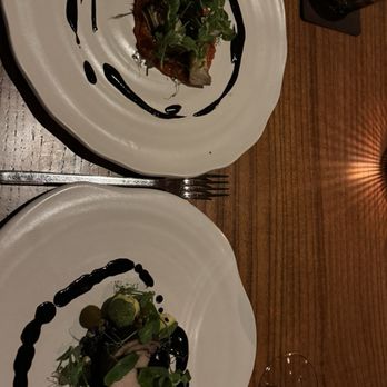 Valle - Right side--Rabbit w molé sauce and  Left side--artichoke hearts (vegetarian option) - Wine Bars Near Me - Oceanside, California