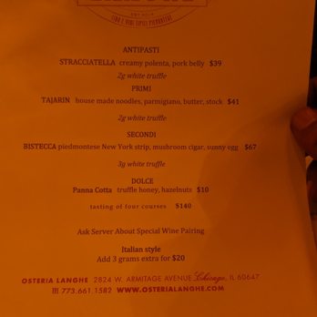 Osteria Langhe - Menu - Italian Near Me - Chicago, Illinois Osteria Langhe - Menu - Italian Near Me - Chicago, Illinois