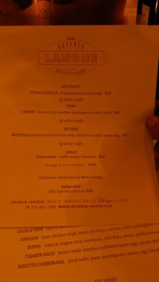 Menu photo 1 Osteria Langhe Chicago, IL Menu photo 1 Osteria Langhe Chicago, IL