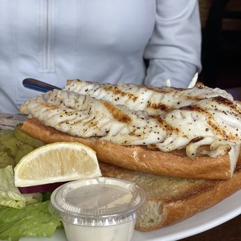 Barbara's Fishtrap - Fish of the Day Sandwich with cod - Seafood Near Me - Half Moon Bay, California