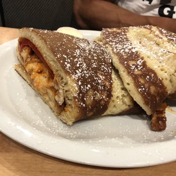 Brownstone Pancake Factory - Guys pancake wrap (buffalo chicken) HUGE portion - Breakfast & Brunch Near Me - Edgewater, New Jersey