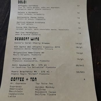 Delfina - Dessert menu - Pizza Near Me - San Francisco, California