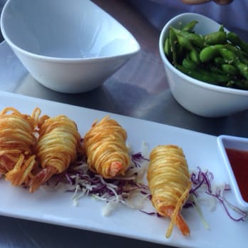 Saiko Sushi - Shrimp tots and their garlic edamame with celery salt - Sushi Bars Near Me - Coronado, California Saiko Sushi - Shrimp tots and their garlic edamame with celery salt - Sushi Bars Near Me - Coronado, California