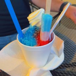 Miccos Sno Cones & Shakes - Bomb pop snow cone with ice cream