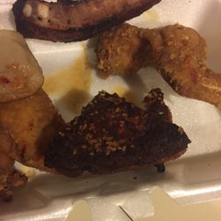 China Garden Chinese Food - Burnt shrimp toast .. would you even put this in a take out dish .. and really everything else looks disgusting .. trash it went