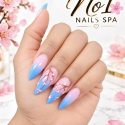 No1 Nails Spa - #No1NailSpa #LongBeachNails #BlueOmbreNails #CherryBlossomNails #NailArtDesign