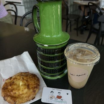 Let's Chama Bakery - Grapefruit caramel iced latte and Khachapuri (cheese pie) - Bakeries Near Me - New York, New York Let's Chama Bakery - Grapefruit caramel iced latte and Khachapuri (cheese pie) - Bakeries Near Me - New York, New York
