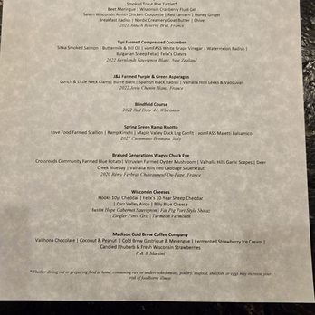 DelecTable - Eight course experience menu - New American Near Me - Madison, Wisconsin