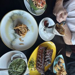 Lobster Mac and cheese, filet mignon, rack of ribs, creamed spinach